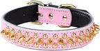 Spiked Studded Dog Collar, Genuine Leather Dog Collar, Adjustable Pet Collars by Unknown