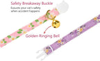 2 Pack Floral Cat Collars with Bow Tie and Bell Adjustable Breakaway Bowtie - Image 4