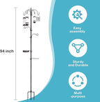 6-Hook Bird Feeding Station Kit, Wild Bird Feeder Stand Pole, Bird Bath and - Image 2