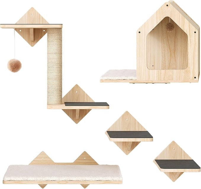 HOOBRO Wood Cat Wall Shelves, Climbing Shelves by HOOBRO