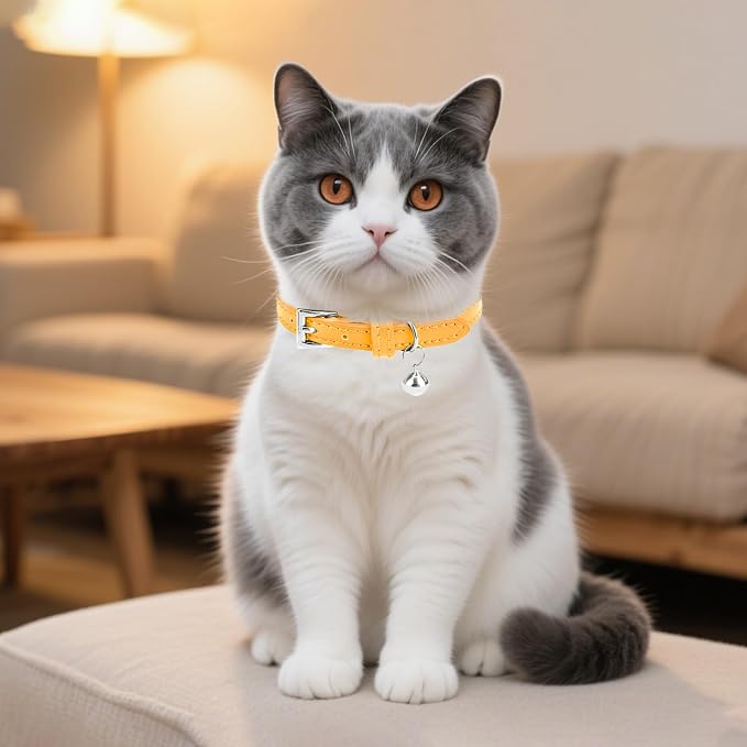 PUPTECK 2 PCS Soft Genuine Leather Cat Kitten Collar - Image 2
