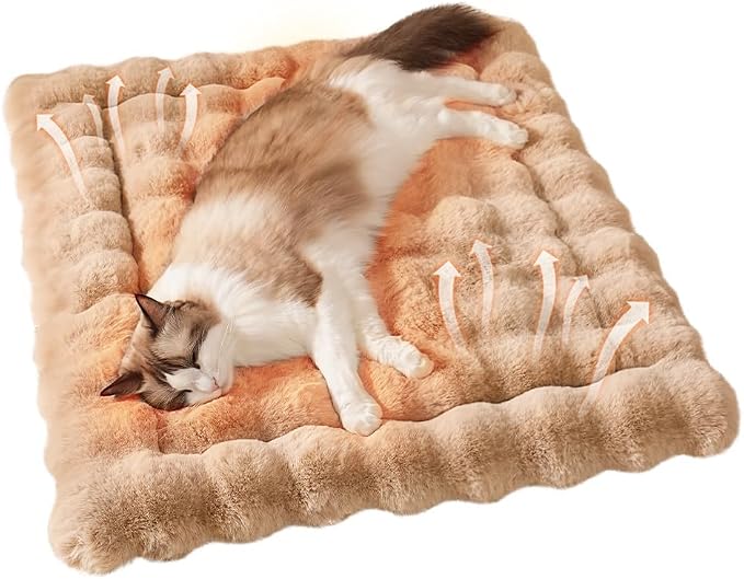 Self-Warming Cat Bed, Plush Faux Fur Pet Bed Mat by COZYHOMECHICSTYLE