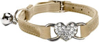 Heart Bling Cat Collar with Safety Belt and Bell Adjustable 8-10 inches by WDPAWS