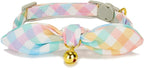Bowtie Cat Collar with Bell, 2 Pack Cotton Breakaway Kitten Collars with - Image 2