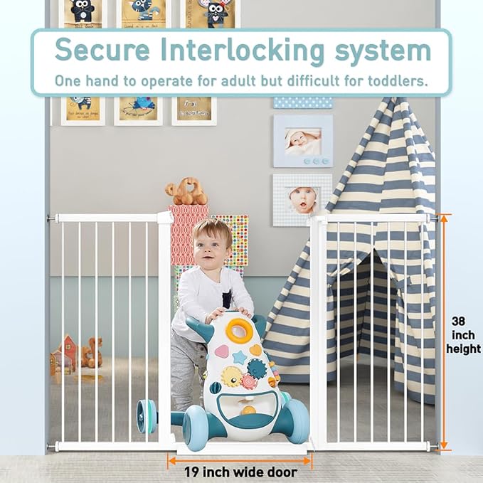 Fairy Baby 38" Extra Tall Pet Gate, 29.5"-48.8" Extra Wide Long Baby Gate - Image 6
