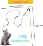 KABASI 3PCS Interactive Cat Rainbow Wand Toys, Colorful Cats String Toy Teaser - Image 3