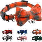 Orange Plaid Bow Cat Collar by YOUALSO