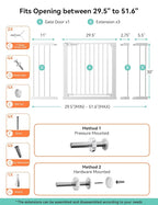 COMOMY 30" Tall Baby Gate for Stairs Doorways, Fits Openings 29.5" to 51.6" Wide - Image 6