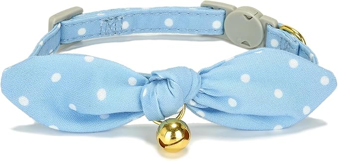 Bowtie Cat Collar with Bell, 2 Pack Cotton Breakaway Kitten Collars with - Image 3
