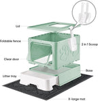 Cat Litter Box with X-Large Litter Mat and Scoop, Large Covered Litter Box with - Image 4