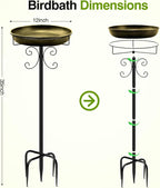 Daoeny 35In Metal Bird Bath for Outside, Vintage Bird Bath Bowl, Detachable - Image 7