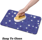 Dog Food Mat, Absorbent Water Bowl Mats Cat Pet Feeding Placemats Dark Blue 16 - Image 4