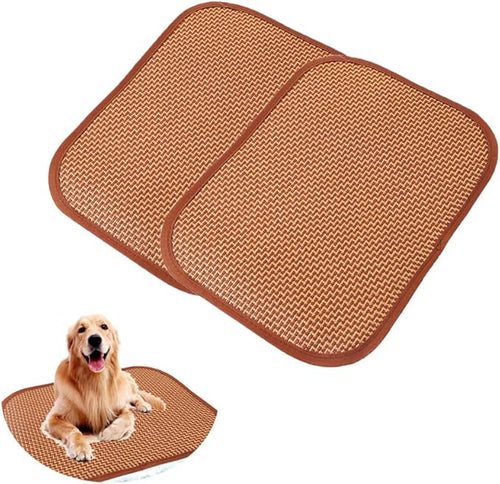 2 Pack Cat Cooling Mat Self Cool Pad Seats Summer Bamboo Rattan Woven Sleeping by Unknown