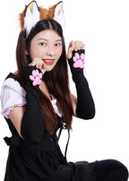 Nydotd Cat Paw Pad Mittens Gloves Kawaii Pink 3D Claw Fingerless Cute Cat - Image 3