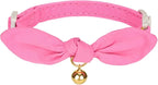 Bunny Ear Cat Collar with Bell and Bow Tie, Breakaway Cute Bowtie Kitten Collars by YUDOTE
