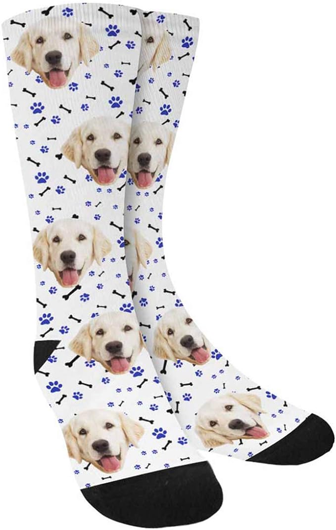 MyPupSocks Custom Personalized Photo Pet Face Socks, Cat and Dog Tracks Paws by MyPupSocks