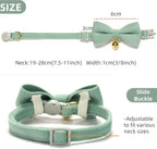 Soft Corduroy Cat Collar with Bell and Bowtie, Safety Breakaway Clasp, - Image 3