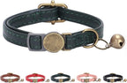 THAIN Leather Cat Collar with Bell Breakaway- Adjustable, Retro Bell fit Most by THAIN