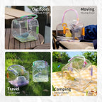 Bird Travel Carrier Cage with Metal Perch, Bottom Mesh, Food Bowl Tray - Image 3