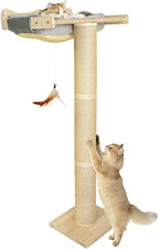 54.3" Cat Window Perch with 3 Adjustable Roman Column Sisal Posts, Drill-Free by Famifit