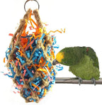 Wontee Bird Jute Paper Strips Parrot Mesh Bag Hanging Chewing Toy by Wontee