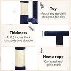 BestPet | 37" Cat Tree Tower | Navy Blue | Sturdy Multi-Level Cat Tree - Image 5