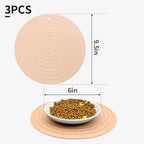 Fhiny 3PCS Silicone Pet Food Mat, 9.5" Round Waterproof Non-Slip Dog Cat Bowl - Image 5