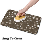 Dog Food Mat, Absorbent Water Bowl Mats Cat Pet Feeding Placemats Brown 24 * 32 - Image 4