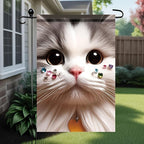 Cute Cat Garden Flag 12x18 Inch Double Sided Outdoor Yard Banner Adorable White - Image 2
