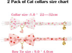 2 Pack Cat Collars, Removable Bowtie, Floral Pattern, Safety Breakaway Clasp - Image 3