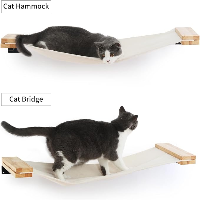FUKUMARU Cat Wall Furniture, 34 x 13 inch Cats Hammock Shelves, Rubberwood - Image 3