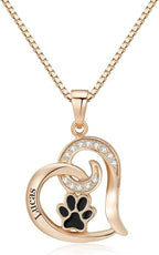 Personalized Cute Dog Cat Paw Name Necklace Forever Love Custom Heart Pendant - Image 2