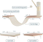Cat Wall Shelves, Solid Wood Cat Wall Furniture Set, - Image 6