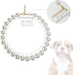 Chunky Pearl Dog Collar Large Breed, Adjustable Dog Necklace, Beaded Dog Collar - Image 2