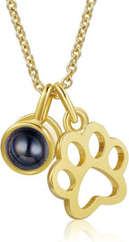 Personalized Cute Dog Cat Paw Name Necklace Forever Love Custom Heart Pendant - Image 2