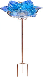 MUMTOP Bird Baths for Outdoors Glass Bird Bath Bowl Outdoor Bird Feeder Flower by MUMTOP