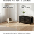 Homhedy Cat Litter Box Enclosure, Wooden Cat Washroom Furniture - Image 3