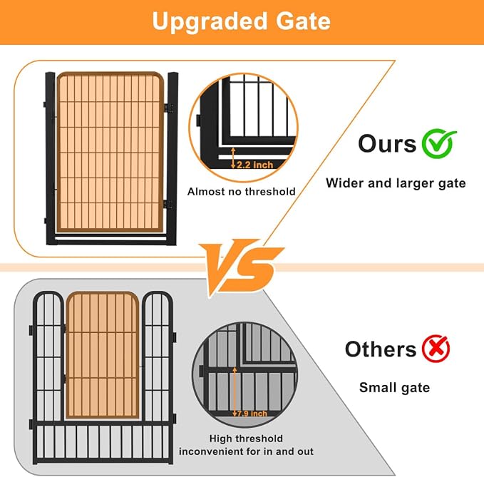 Dog Fence Outdoor Pens Outside, Portable Dog Play Pen 40" H 12 Panels Pet - Image 5