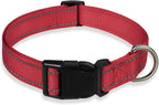 Reflective Dog Collar with Buckle Adjustable Safety Nylon Collars by BOOMIBOO