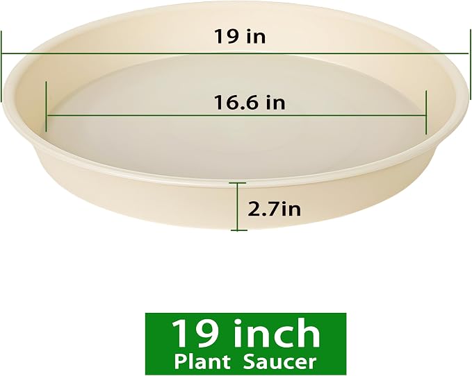 2 Pack of 18 19 inch Plant Saucer Drip Tray, Heavy Duty Deep Plant Saucers - Image 2