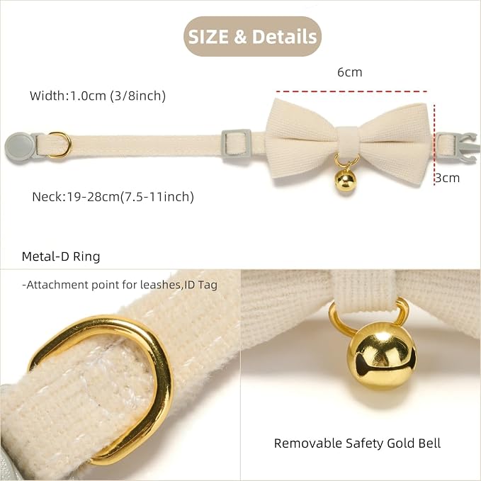 Soft Corduroy Cat Collar, Plaid Pattern, - Image 9