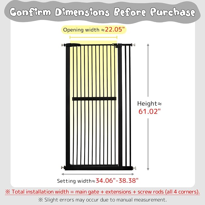 Lumizone Extra Tall Cat Gate 61.02" High Pressure Mounted Extra Wide - Image 2