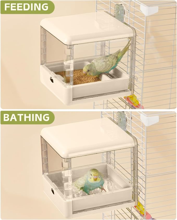 septillar Bird Feeder and Bath for Cage, Hanging Bird Bathtub Bath Shower Box - Image 4
