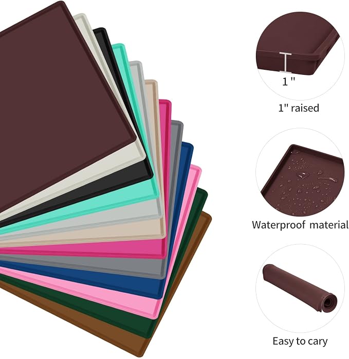 Dog Food Mat, Silicone Waterproof Food Tray, Non Slip Pet Bowl Mats Placemat - Image 2