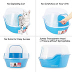 Petphabet Jumbo Hooded Cat Litter Box, Extra Large, Light Blue - Image 6