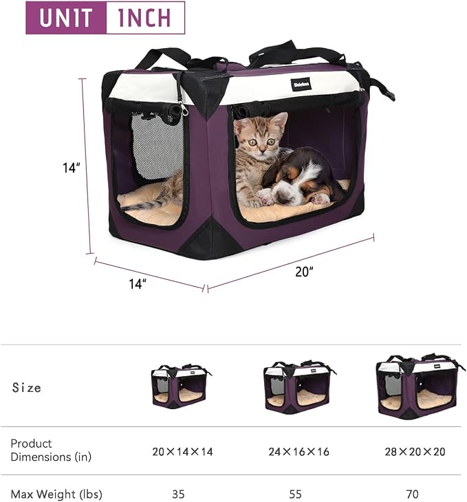 Large Cat Carrier, Collapsible Dog Travel Crate Portable Soft-Sided Pet Carrier - Image 4