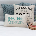 PANDICORN Summer Beach Throw Pillow Covers 12x20 Inch Blue Words You Me and The - Image 7