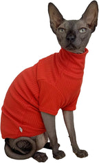 Sphynx Cats Shirt Cat Turtleneck Cotton Sweater Pullover Kitten T-Shirts - Image 2