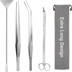 Aquarium Aquascape Tools Kit 15in, 4 in 1 Anti-Rust Aquatic Plant Aquascaping by LuxivLLC