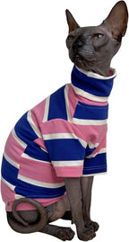 Vintage Stripes Sphynx Hairless Cats Shirt Cotton Cat Turtleneck Pet Clothes by Kitipcoo